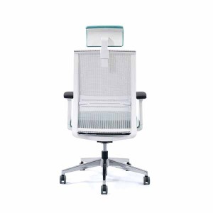 AUM CY كرسي شبكي قابل للتعديل بارتفاع المكتب باللون الأزرق مع مسند للرأس