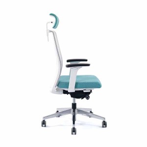 AUM CY كرسي شبكي قابل للتعديل بارتفاع المكتب باللون الأزرق مع مسند للرأس