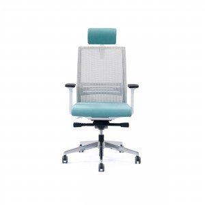 AUM CY Blue Office Height Adjustable Mesh Chair With Headrest