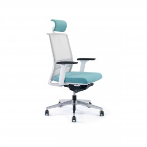 AUM CY Blue Office Height Adjustable Mesh Chair With Headrest